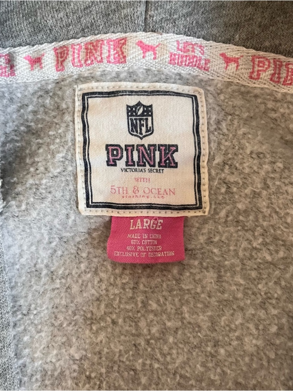 VS PINK Kansas City Chiefs Hoodie Womens Sz L Gray Pullover NFL Logo Sweatshirt - Picture 4 of 10